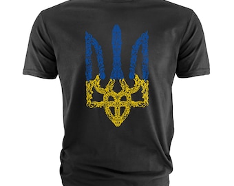 メンズ ウクライナ トライデント Tシャツ ウクライナ サポート Tシャツ ウクライナ軍 Tシャツ ウクライナ国旗 Tシャツ ウクライナ愛国心 Tシャツ 男性用 男性用 男性用 ユニセックス