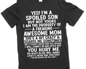 Camiseta para hombre con la frase "Soy un hijo mimado", divertida, humorística, regalo de cumpleaños para él, camisetas para hijo.