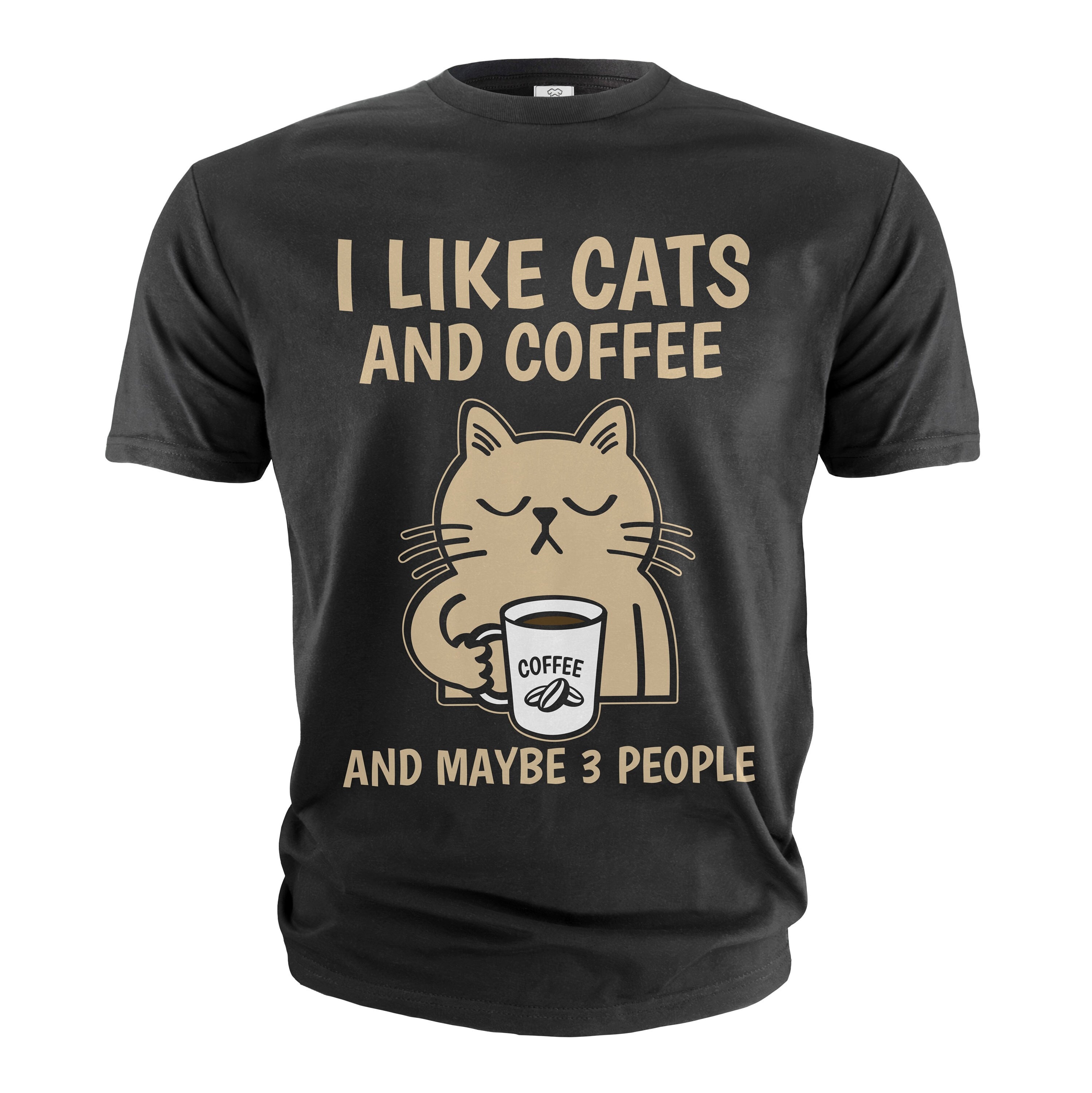 Männer Ich mag Katzen und Kaffee und vielleicht 3 Personen Shirt Lustiges Sprichwort T-Shirt Katze Tier Haustier Shirts Kaffee Lustige Shirts Geschenk für ihre Frauen