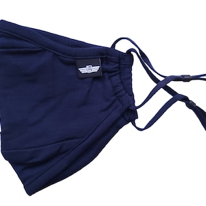 Navy Blue Reusable Fabric Cloth Face Mask Adjustable Bamboo Breathable Washable Mask with Filter included