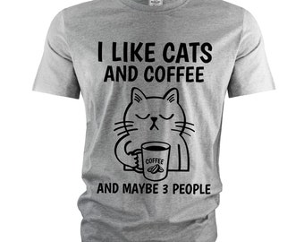 Funny "I Like Cats And Coffee And Maybe 3 People" Womens Sweatshirt | Long Sleeve, Crewneck, Casual Top - View #3