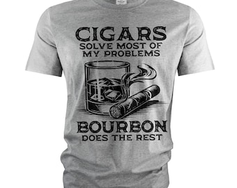 Camiseta de puros para hombre, camiseta de puros y bourbon, regalo divertido para el Día del Padre, ideas de regalo para el esposo, regalo de cumpleaños para hombres