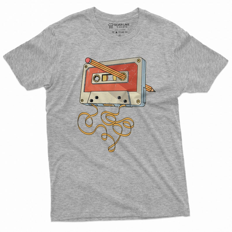 80s 90s Cassette Tape Pencil Shirt 1980s Throwback Music Retro Shirt Music 1990s Shirt Cassette Shirt Cassette Shirt Vintage Gifts Grey