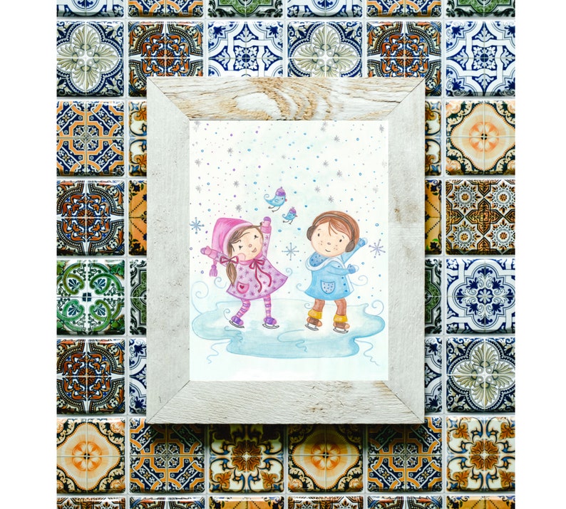 Kids Room Art, Baby Room Wall Art, Winter Watercolor, Watercolor Painting Winter Kids image 6