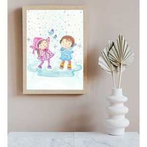 Kids Room Art, Baby Room Wall Art, Winter Watercolor, Watercolor Painting Winter Kids image 5