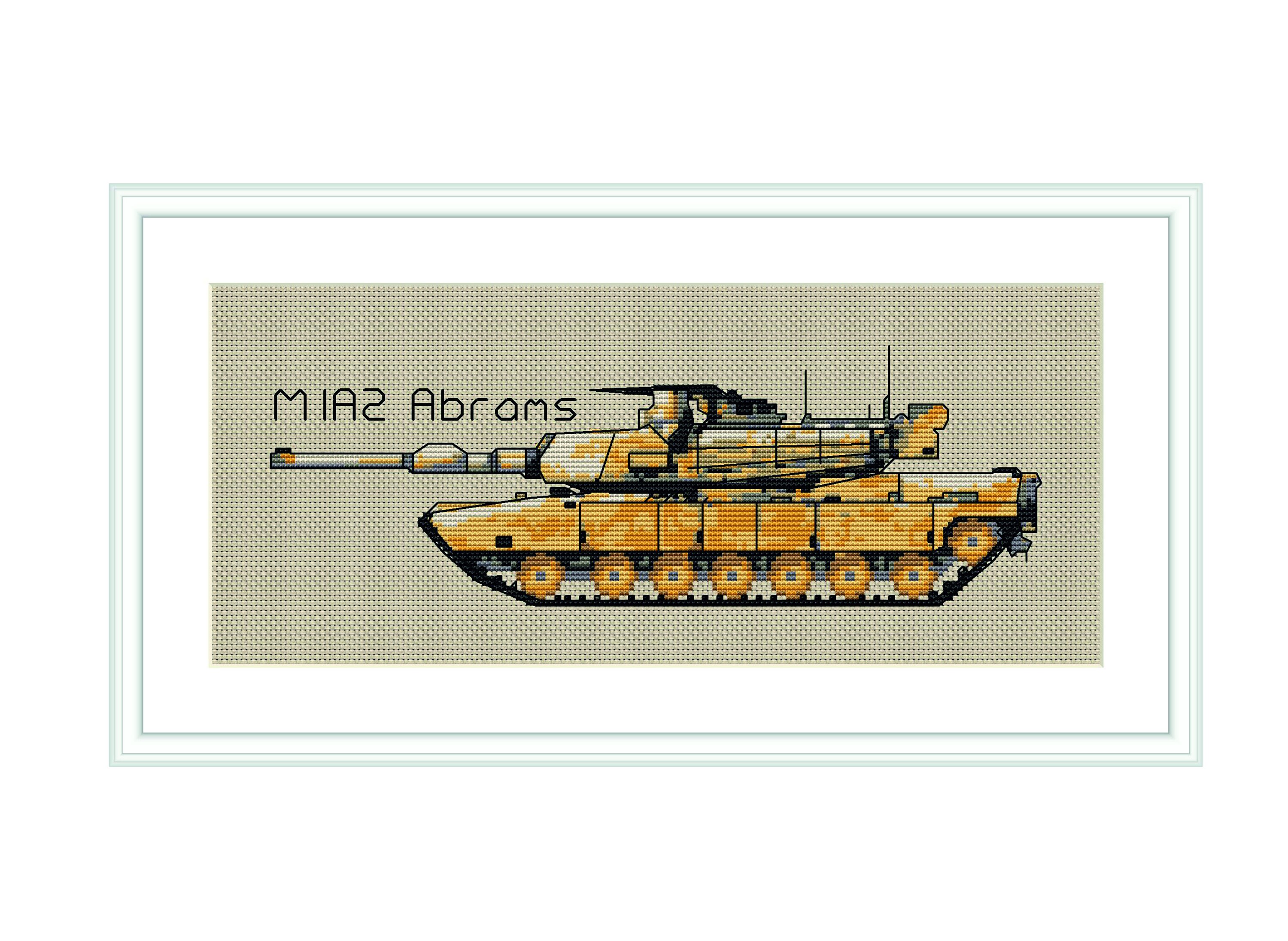 US Army tank cross stitch pattern war machine M1A1 Abrams PDF Etsy