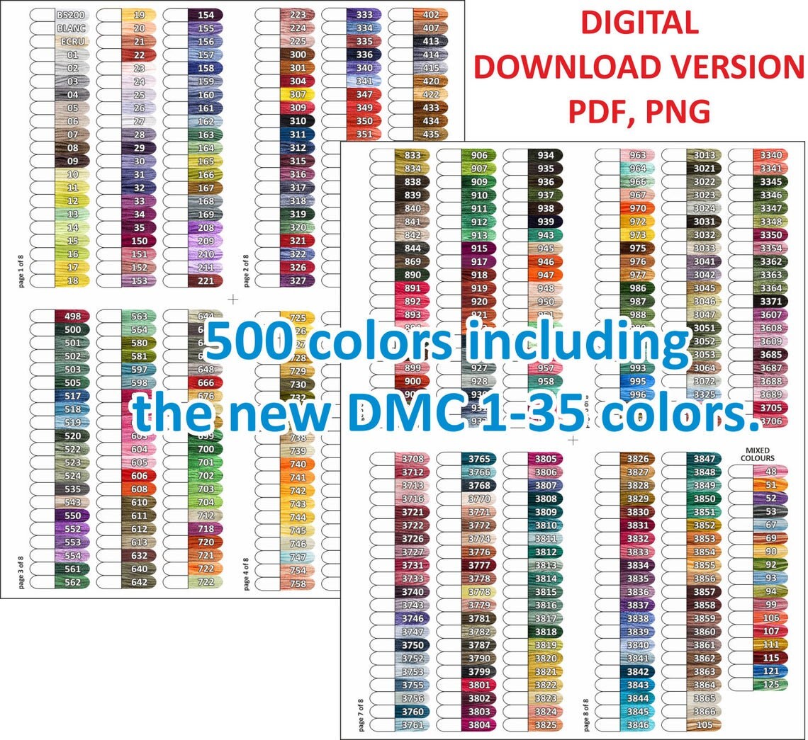 DIGITAL Copy Version. Floss DMC Inventory. DMC Thread chart. | Etsy