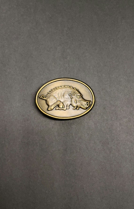 Vintage Arkansas Razorback Belt Buckle 