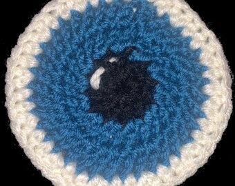 Eyeball coaster crochet pattern