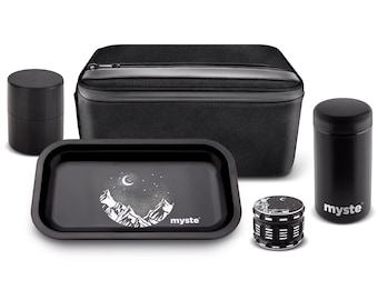 MYSTE STARS (EU Lager) Extra große Stash Box mit Zubehör, großes Mahlwerk 63mm, 500ml Glas Uv-Glas, abschließbar, geruchssicheres Rolling Tray Set