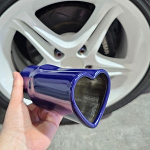 Deep Blue Heart Shaped Exhaust Tip Tailpipe Tip Professional Weld On Stainless Steel - 2.25/2.5/ 3 Inch Universal Fit