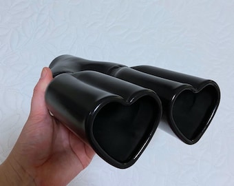 Black Heart Exhaust Tip - Weld-On Dual Tailpipe, Stainless Steel 2.25 inch