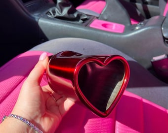 Metallic Candy Red Love Heart Exhaust Tip - Weld On Stainless Steel