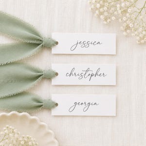 Custom Wedding Name Tags: Elegant Place Settings, Guest Favors (90 x 30mm)