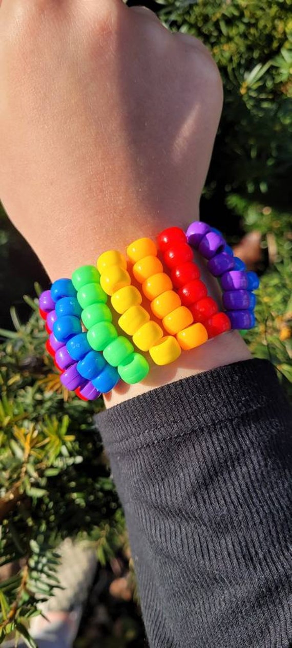 Rainbow Ladder Stitch Kandi Cuff Etsy