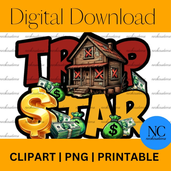T-shirt Rustic Cabin and Wealth Concept Art, Trap Star Money-Themed Artwork, Hip-Hop Inspired Financial Success Print, Unique Home Decor