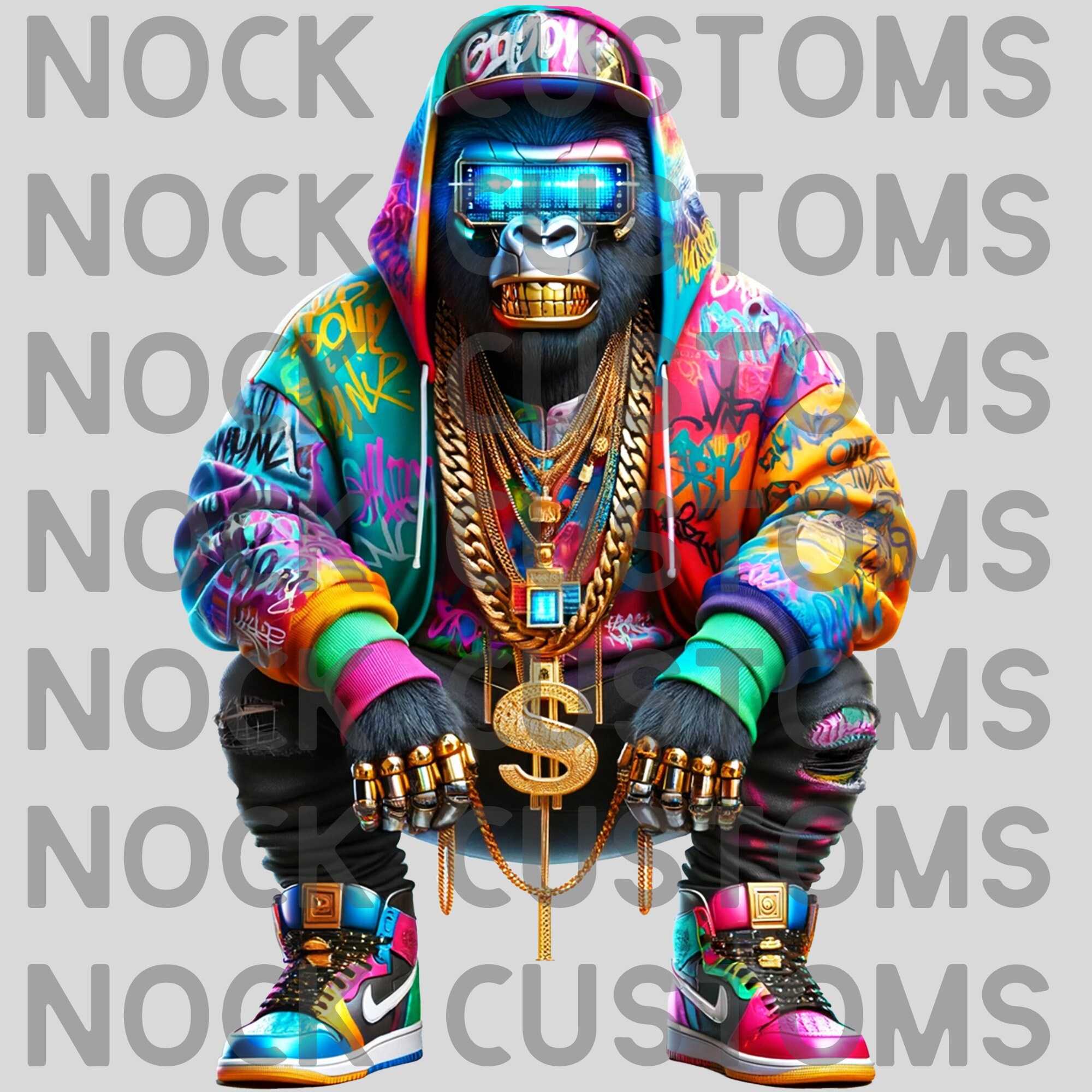 Street Art Gorilla Robot - Graffiti-style Futuristic Ape Digital Print ...