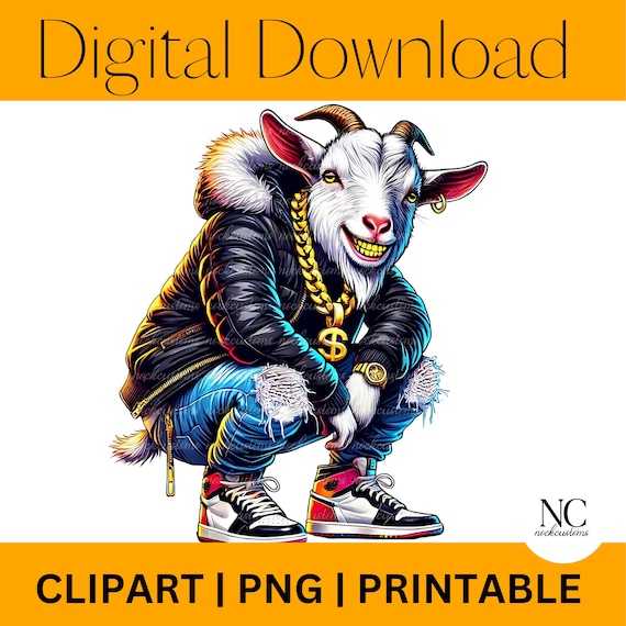Gangsta Goat PNG: Urban Middle Finger Design (Digital Download)