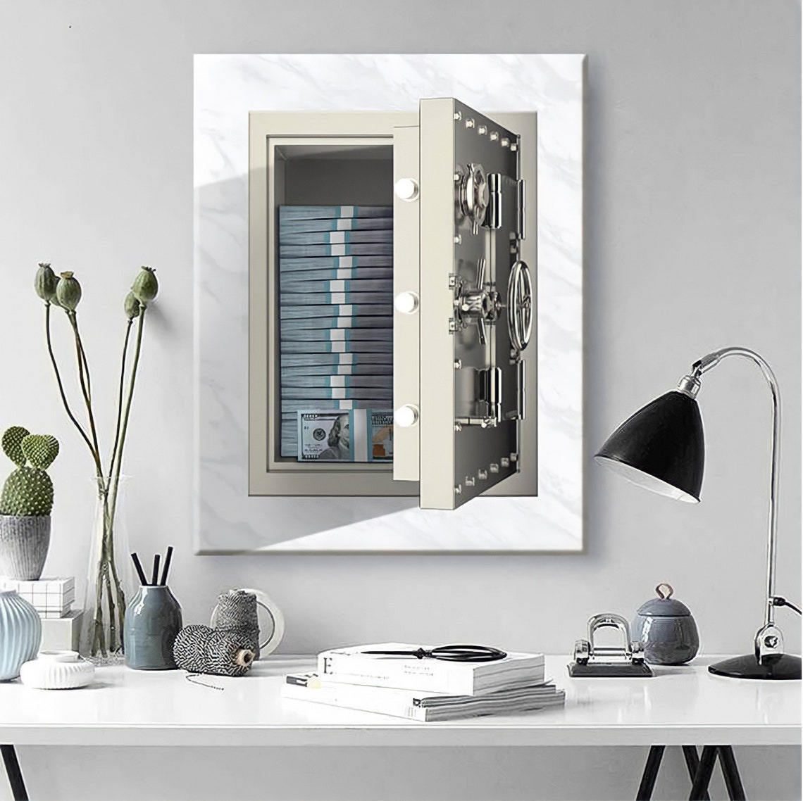 Safe With Money Canvas Art Fake Safe with Money Office Safe Etsy