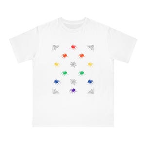 Organic Unisex Classic T-Shirt With Rainbow Spiders