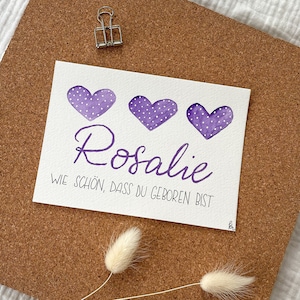 Karte zur Geburt Name | Karte Geburt personalisiert | Aquarell