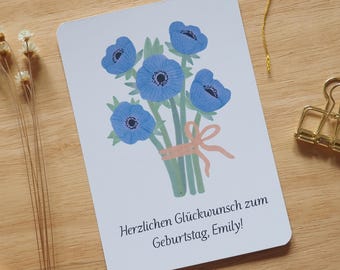 Geburtstagskarte personalisiert | Geburtstag Karte Name | Karte Blumenstrauß