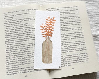 handgemachtes Lesezeichen | Lesezeichen Aquarell | Lesezeichen Blume | Trockenblume Vase
