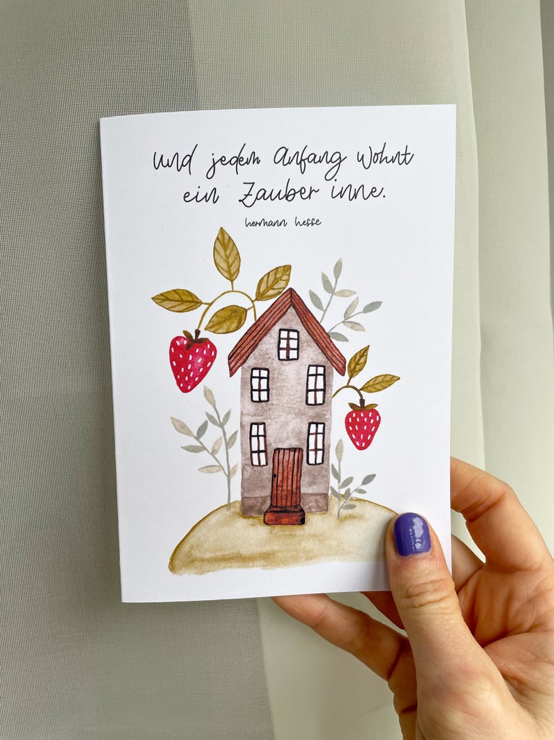 Karte Umzug Karte Eigenheim Neue Wohnung Glückwunsch Aquarell Klappkarte Haus+Text