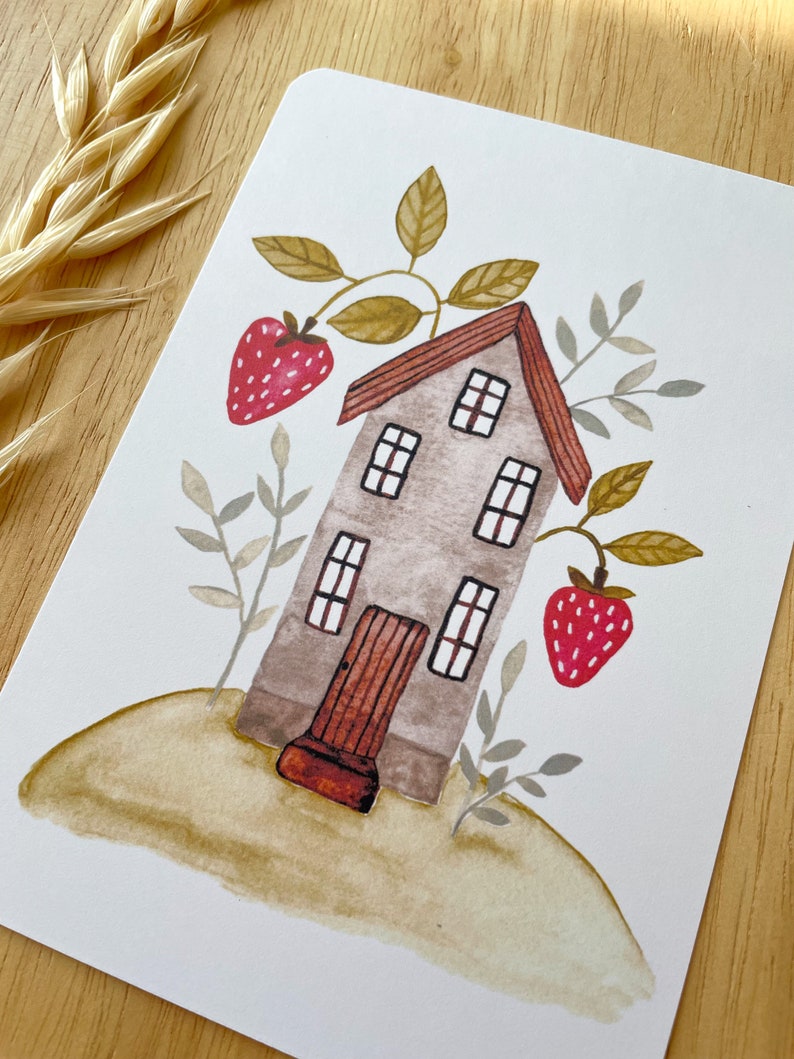 Karte Umzug Karte Eigenheim Neue Wohnung Glückwunsch Aquarell Bild 5