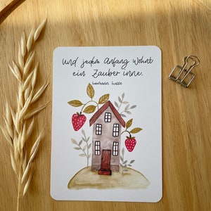 Karte Umzug Karte Eigenheim Neue Wohnung Glückwunsch Aquarell Postkarte Haus+Text