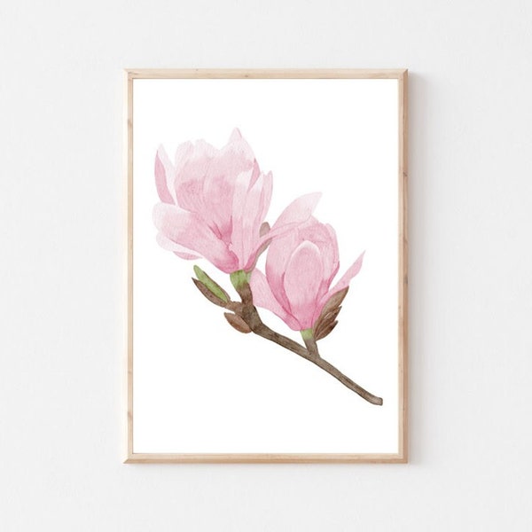 Bilder Magnolie | A5, A4 | Kunstdruck Blüte | Aquarell Bilder