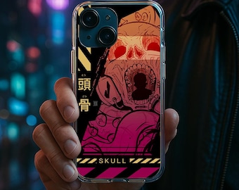 Cyberpunk Skull iPhone 16 Pro Case Anime Phone Case iPhone 16 Case, iPhone 16 Pro Max, iPhone 16 Plus Case Cyberpunk Phone Case Gift for Him