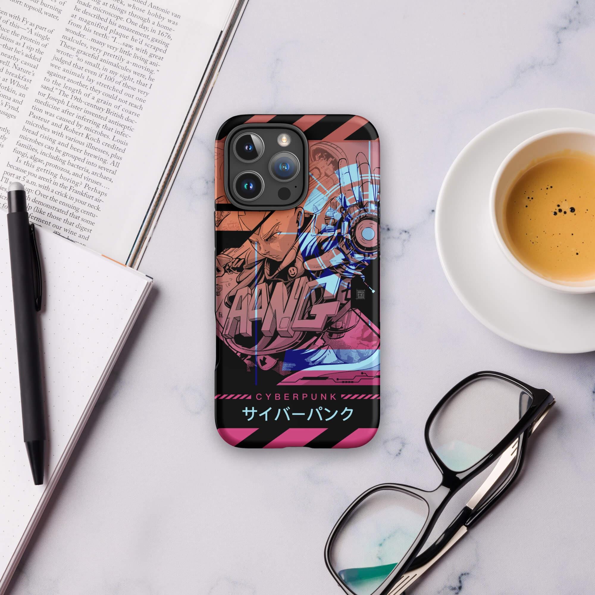 Cyberpunk Aang Tough iPhone Case – Anime Style Durable Cover, Unique iPhone 15 Case, Japanese Art, Trendy Phone Case Gift for Him