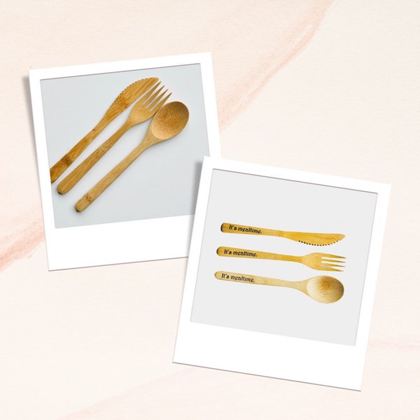 Personalized Reusable Utensil Set, Bamboo Zero Waste Utensils, Bamboo Cutlery Set, Eco Friendly Gifts, Knife Fork Spoon Straw & Chopsticks