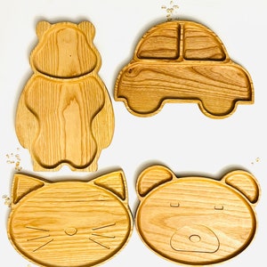 Assorted Children Wood Plate, Snack Tray, Plate, Kid&#39;s plate, Animal Food Tray, 1st Birthday Gift, Christmas Gift, Engraved Gift to Toddler