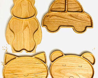 Assorted Children Wood Plate, Snack Tray, Plate, Kid's plate, Animal Food Tray, 1st Birthday Gift, Christmas Gift, Engraved Gift to Toddler