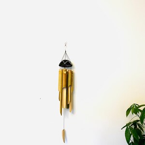 Bamboo Wind Chime, Garden Yard Patio Balcony Outdoor Indoor Wind Chimes Hanging Decoration, Coconut Bowl Design Wind Chime, Eco Gift