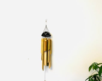 竹製ウィンドチャイム、庭、パティオ、バルコニー、屋外、屋内用ウィンドチャイム吊り下げ装飾、ココナッツボウルデザインウィンドチャイム、エコギフト