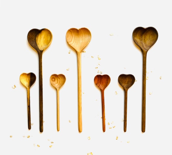 Straight Heart Wooden Spoon Organic Love Kitchen Utensil - Etsy