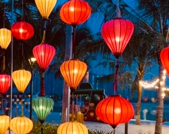 Silk Lantern, Home Décor Lantern, Moon Festival Lantern, Outdoor Festival Decor, Vietnamese Lantern from Hoi An, Mid Autumn Festival Lantern