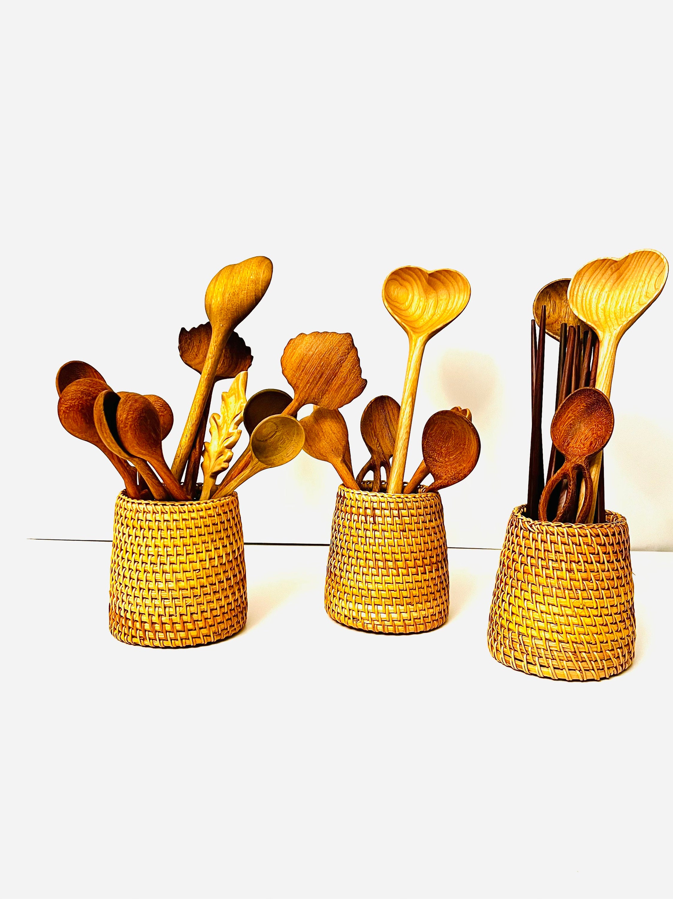 Kitchen Utensils Holder Rattan Pens Pencils Holder Utensils Etsy