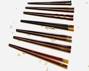 Set van 7 paar eetstokjes, eetstokjes in Japanse stijl, houten eetstokjes, eetstokjes voor Aziatisch eten, handgemaakte ecologische eetstokjes, cadeau zonder afval