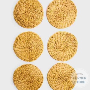 Manteles redondos grandes, manteles redondos de 35 cm / 13.8 pulgadas tejidos a mano, manteles trenzados de mimbre, decoración de mesa de comedor, cargador de alfombra de decoración del hogar de la cocina