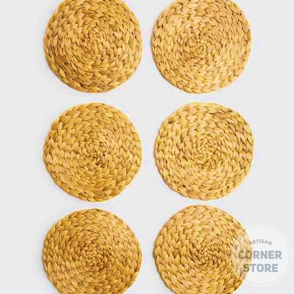 Large Round Placemats, 35 cm/ 13.8 inches Handwoven Placemats, Wicker Braided Placemats, Dinning Table Décor, Kitchen Home Décor Mat Charger