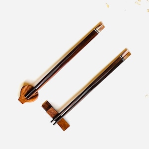 Chopsticks sets, Japanese style Chopsticks, Wooden Chopsticks and Rest, Asian Food Chopsticks, Handcrafted Chopsticks, Zero Waste Gift, Eco