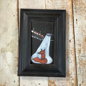 Fuchs Illustration kleines Original gerahmtes Wandbild