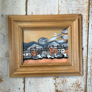 Peinture à l'huile chats et chiens encadrée en bois - Baby street en fourrure