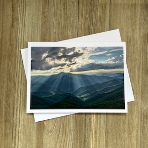 Tramonto a Cold Mountain / Biglietto vuoto + busta / Blue Ridge Mountains, NC