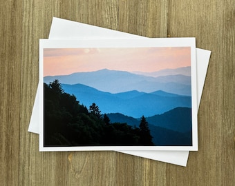 Blue Ridge Mountain Sunset | Blank Notecard + Envelope | Blue Ridge Mountains, NC