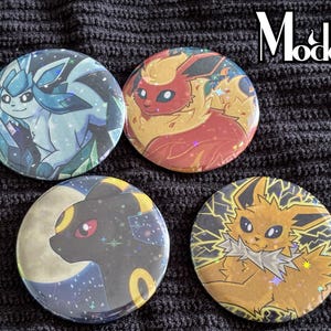 Holographic Eeveelution Large 2.25 Inch Pins